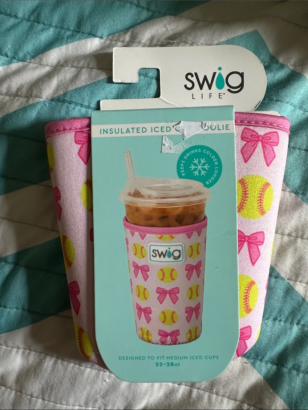 Swig Life Pink Bow & Softball Insulated Iced Cup Cooler